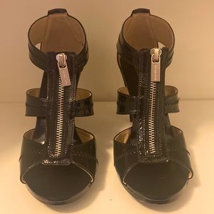 Michael Kors patten leather heels with gold zipper